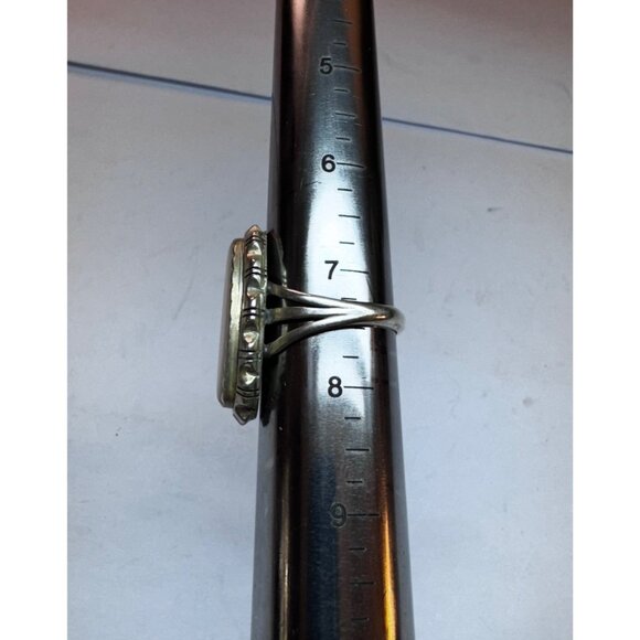 Vintage Sterling Silver 925 Oval White Stone Statement Ring Size 7.25 Estate - Picture 6 of 11